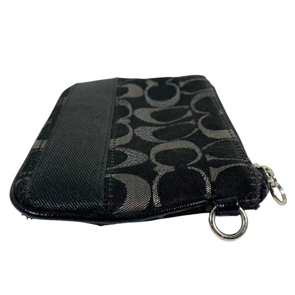COACH Signature Logo Black/Gray Jacquard Card Wallet Top Zip NO STRAP or TAG - Picture 4 of 9